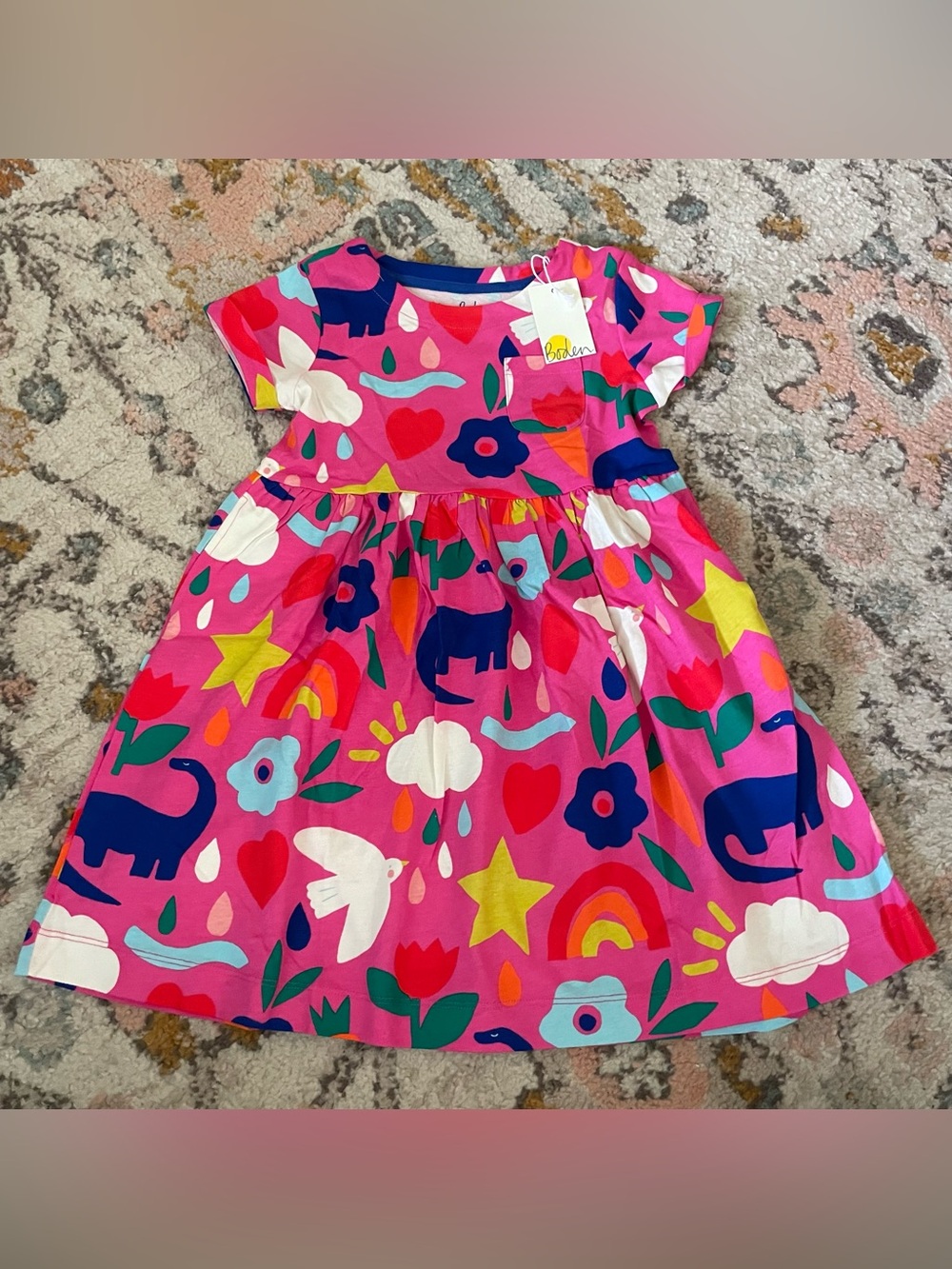 NWT Mini Boden Dinosaur and Weather Printed Dress